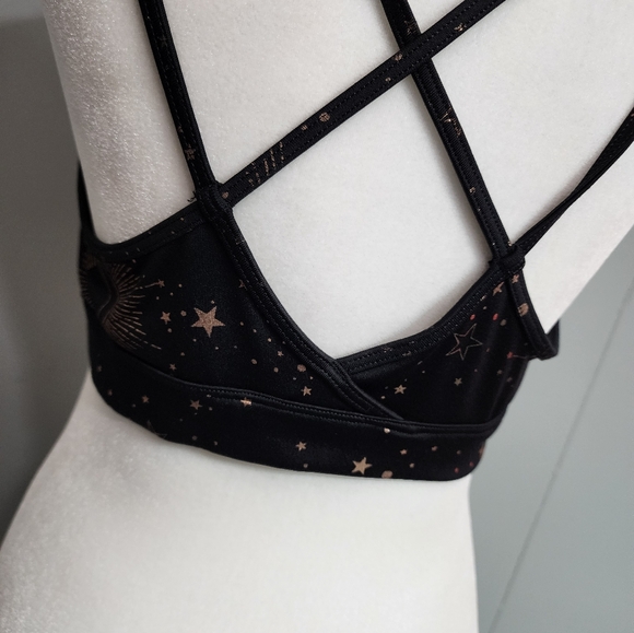4/25$ Old Navy Active Go Dry Black With Gold Stars Sprts Bra Size L - Picture 7 of 9